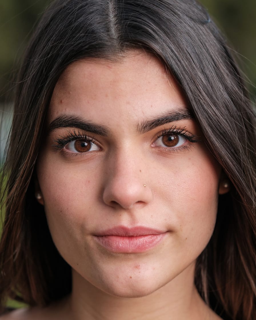 Portrait before retouching — zoomed skin detail